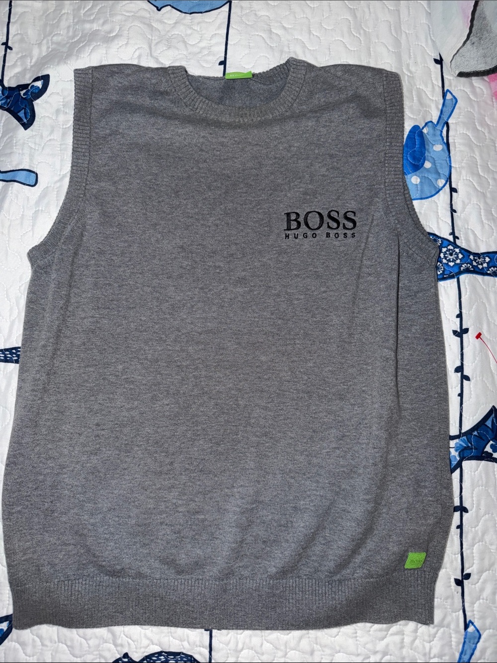BOSS Hugo Boss Green Label Gray 100% Cotton Knit Sweater Vest Size L